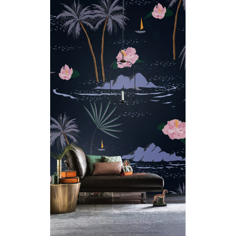 Papier peint amovible paysage de palmier foncé forêt tropicale, L 9 po x l 15 po