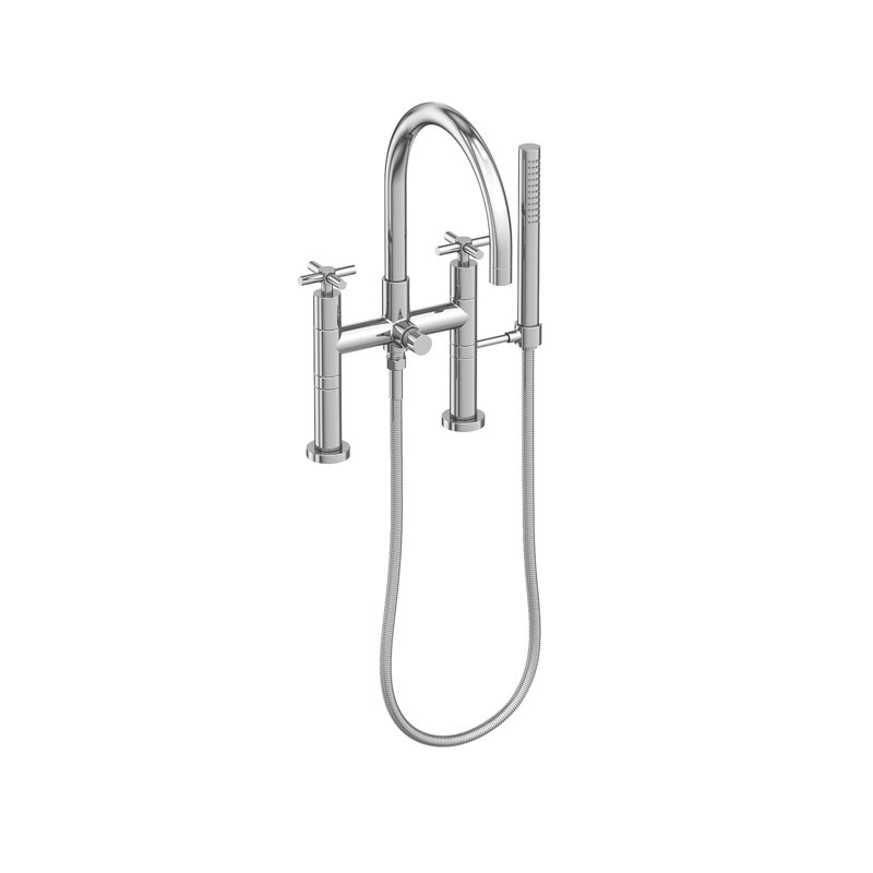 Exposed Tub & Hand Shower Set - Deck Mount, Polished Chrome