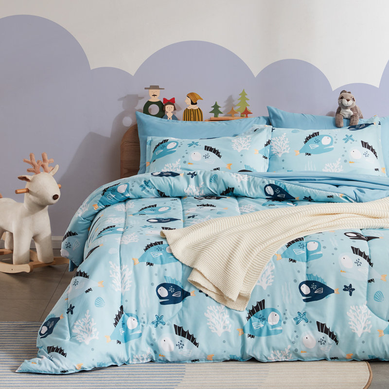 Ensemble de literie pour enfants Space Rocket, Double/Grand, Bébé requin bleu
