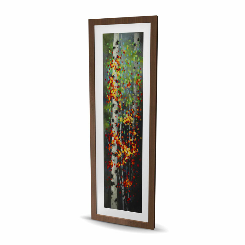 Colourful Dotted Leaves Birches | Contemporary Framed Print