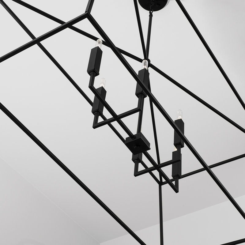 Lustre géométrique à 6 lumières Thea, Noir mat