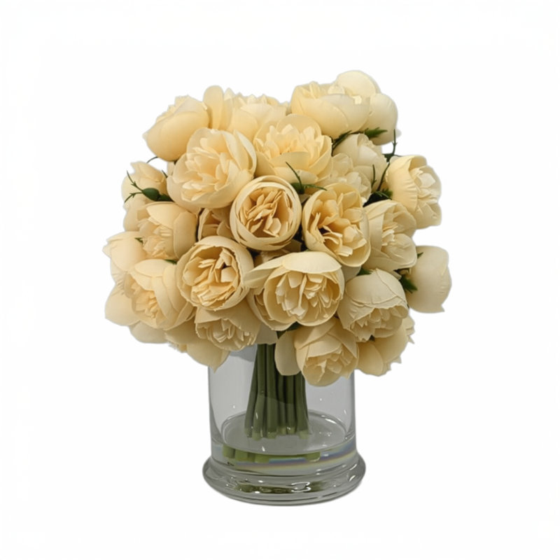 Arrangement floral rose dans un vase, Jaune