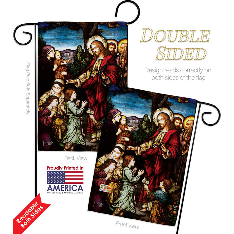Ensemble de drapeaux en polyester 18,5 x 13 po Jesus Blessing the Children