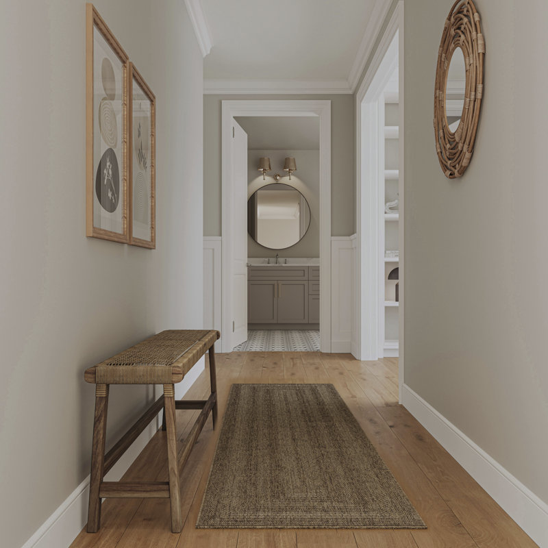 Cascio Geometric Indoor/Outdoor Area Rug, Runner 2'2" x 8', Brown