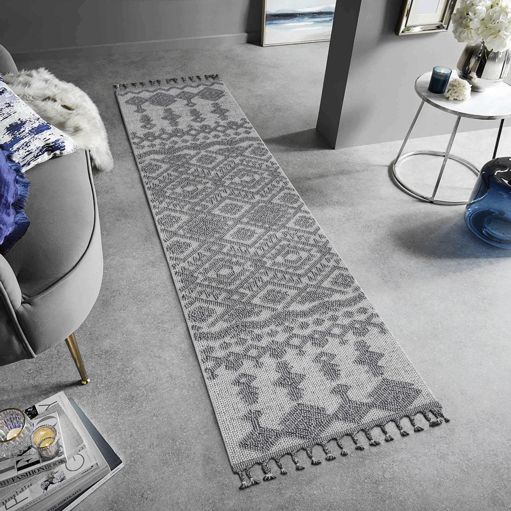 NAAR Guros Collection 4X6 White / Geometric Indoor / Outdoor Area Rug main image 0
