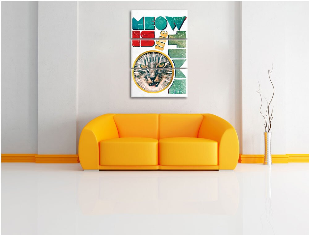 3-tlg. Leinwandbilder-Set „Meow is the time“, Grafikdruck