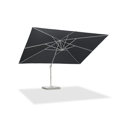 Rondal White Pole 10' x 13' Rectangular Economical Large Cantilever Light Gray Umbrella with White Base