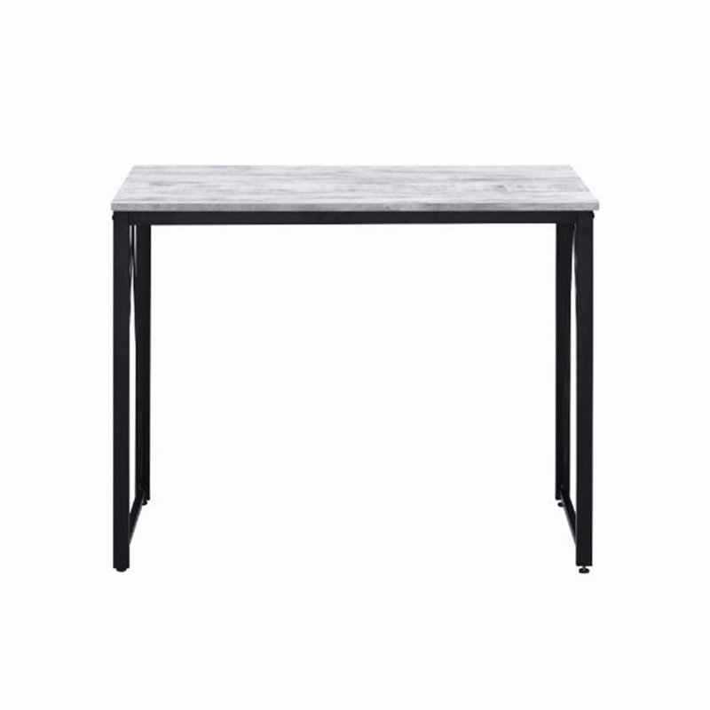 Bureau d'écriture rectangulaire avec base en métal, H 28 po x l 35 po x P 18 po, Blanc antique
