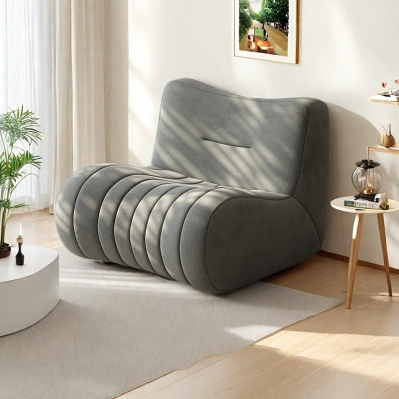 Fauteuil de loisir en bois de lin léger et luxueux, Mélange de lin gris
