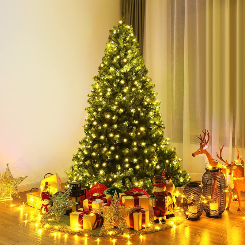 Lighted Artificial Fir Christmas Tree, 210cm H