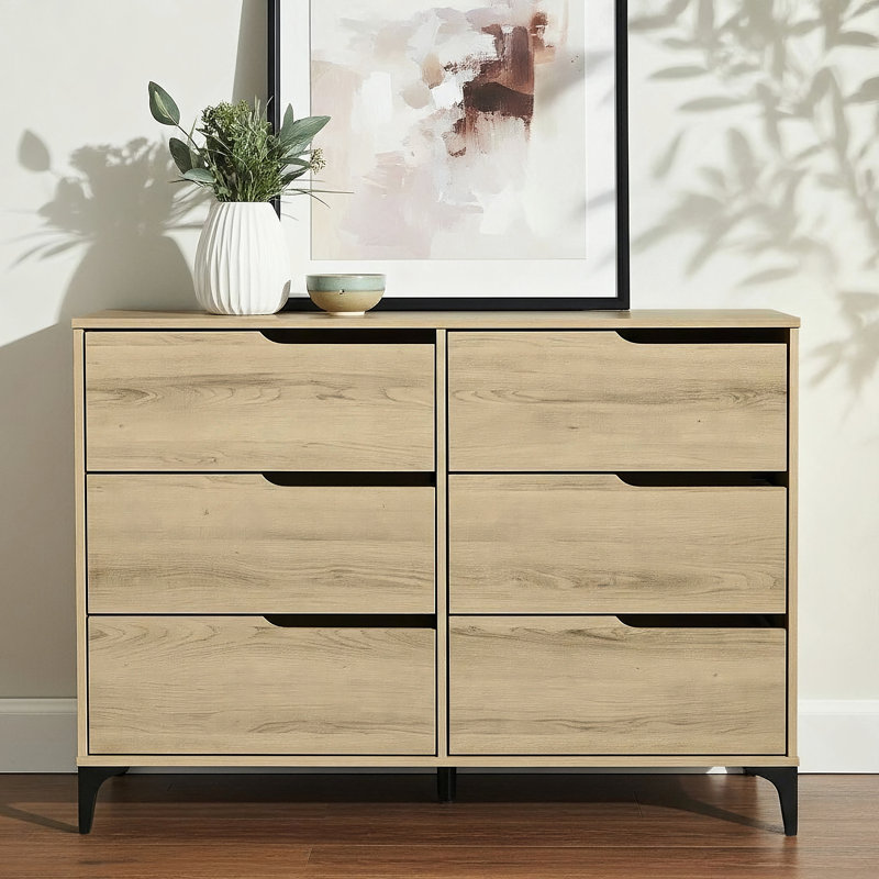 Commode double 6 tiroirs l 46,5 po Norcross, Chêne gris cendré