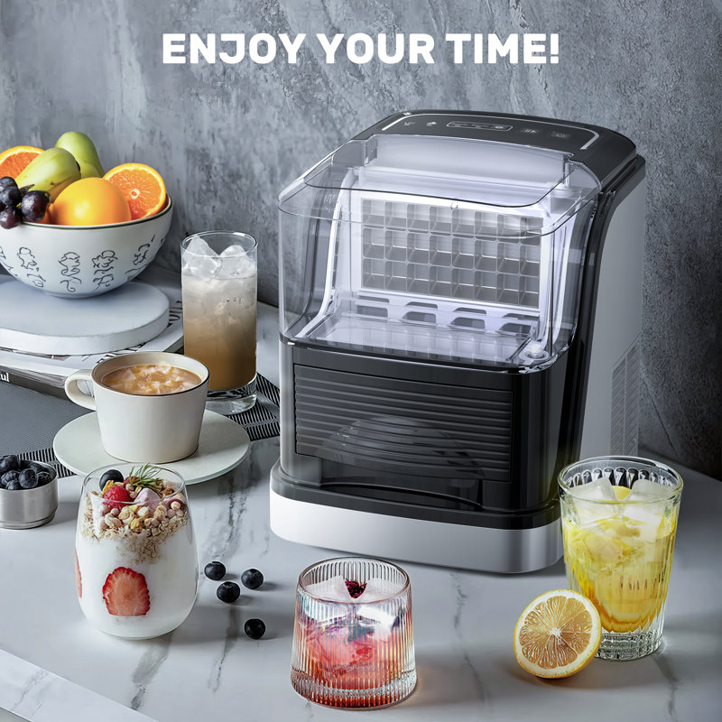 Cubic Ice Maker Machine, 2 Ice Size, 33 Lbs/day, 24 Pcs Ice Cube Per Cycle, Large Ice Cube Storage Capacity, Adjustable Ice Thickness For Home/office/dorm
