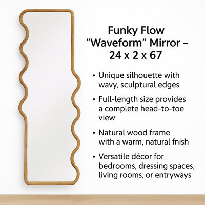 Miroir pleine grandeur en bois naturel de 24 po x 67 po