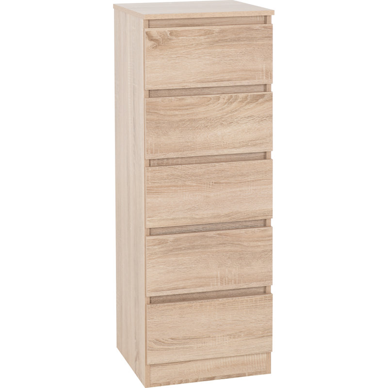 40cm W 5 - Drawer Chest of Drawers, Oak