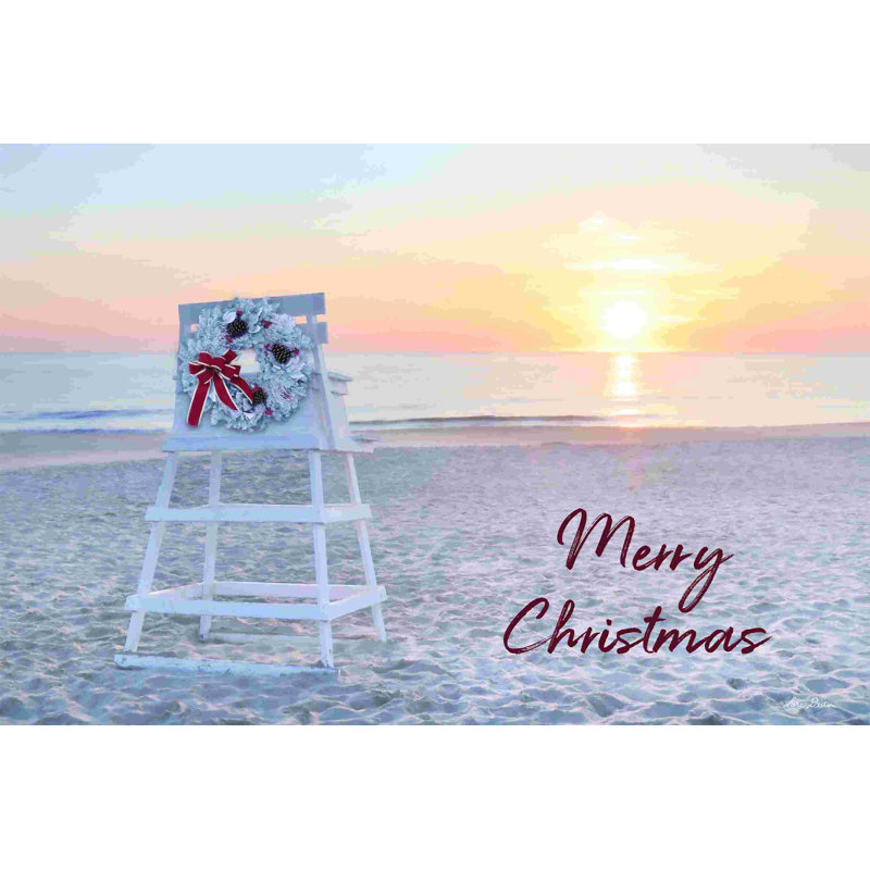 Merry Christmas Beach Sunrise, H 20 po x l 30 po