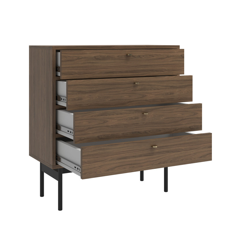 Alyssya 85 cm W Chest of 4 Drawers, Brown Wood