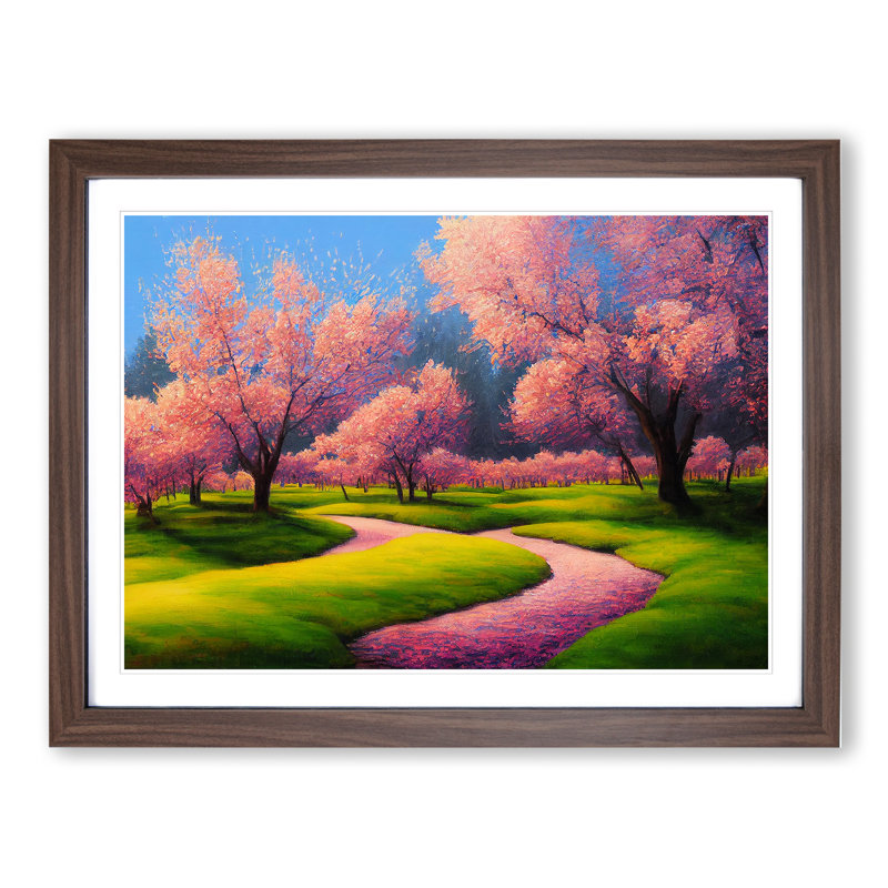 Spring Meadow Landscape - Framed Print, Walnut, 46cm H x 64cm W x 2cm D
