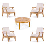 Lagos Outdoor 5 - Piece Teak Conversation Set