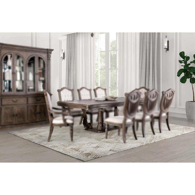 107.6" W Rustic Dining Table, Weathered Oak