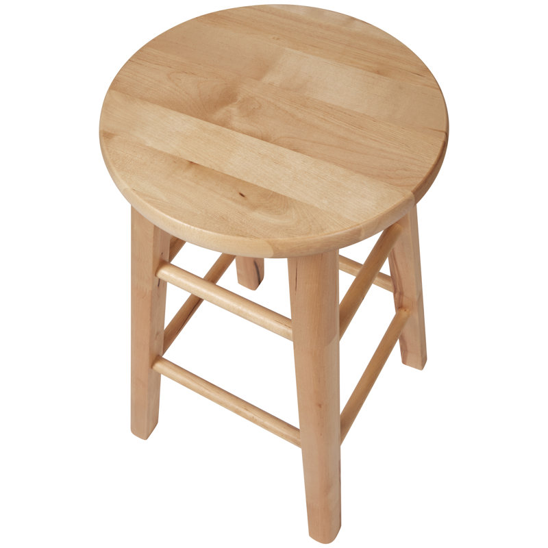 24" Solid Hardwood Counter Height Barstool, Fully Assembled