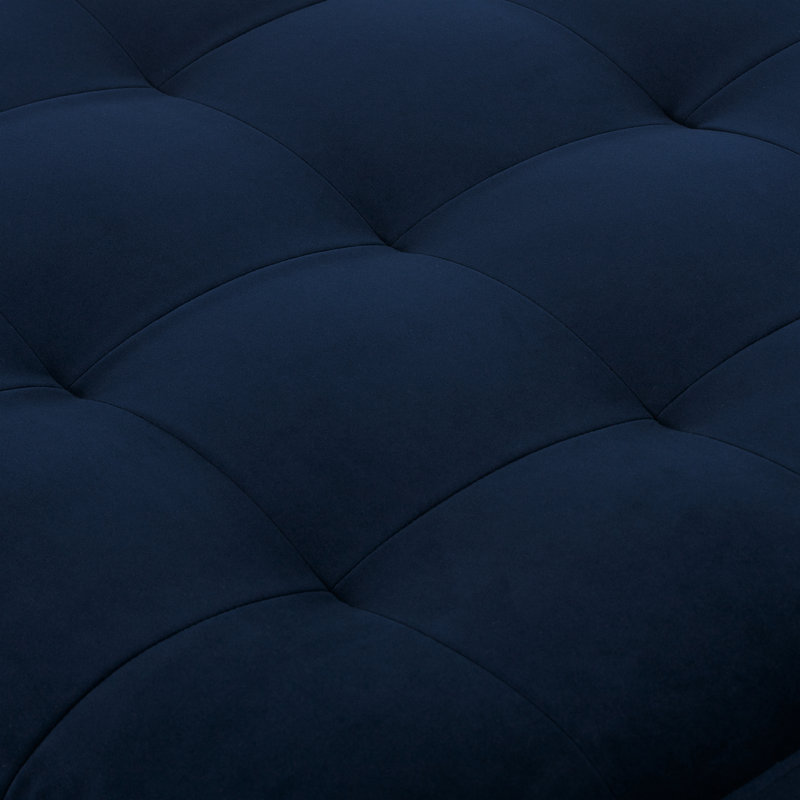  Velvet Upholstered Ottoman, Navy