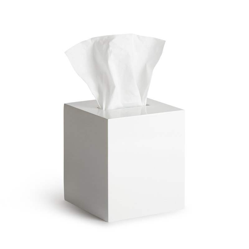 Lacquer Bath Tissue Box, White