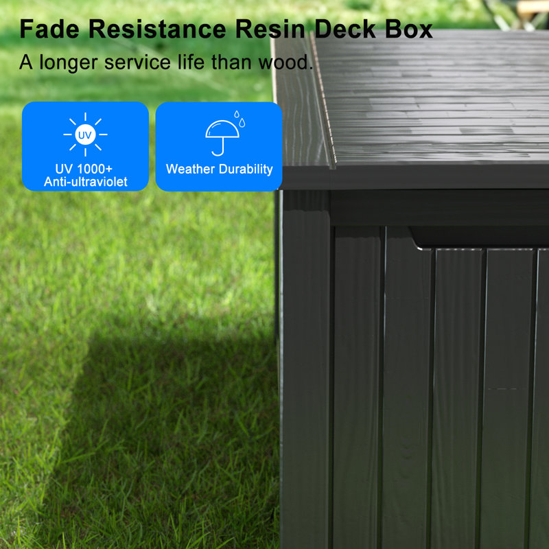 Olilawn 25.4'' W 150 Gallons Resin Deck Box, Noir