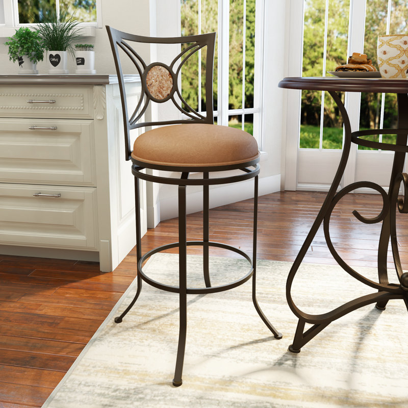 Swivel Upholstered Counter Stool with Metal Frame