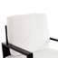 Fauteuil contemporain blanc avec dossier large et ajustable, chaise moderne et base en bois d'hévéa