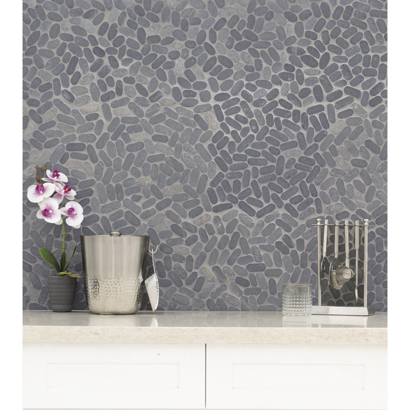 Marvella Pebble 12 in. x 12 in. Natural stone Mosaic Floor and Wall Tile, Tivoli Sand
