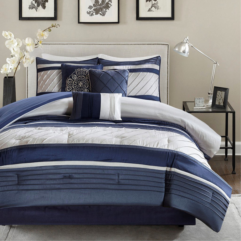 7 Piece Comforter Set Navy