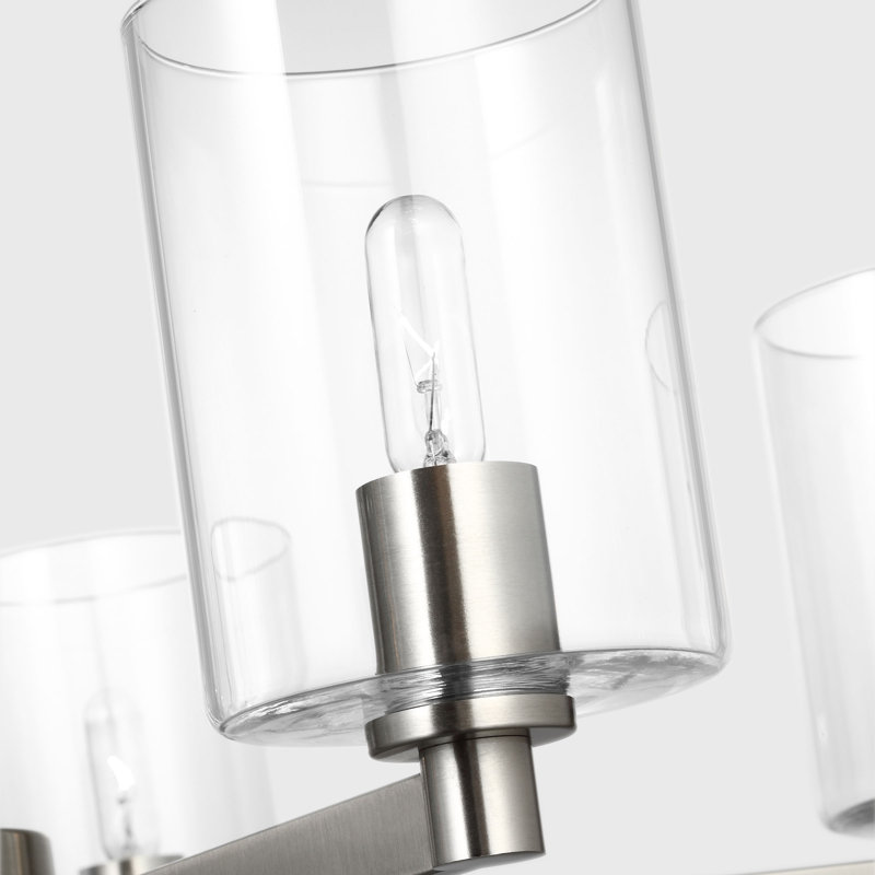 Fullton Dining Room Chandelier With Clear Shade, 10.375" H x 27.125" W x 27.125" D, Brushed Nickel, 5 Lights