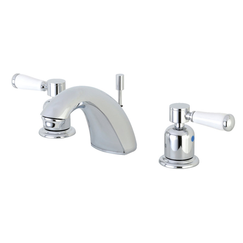 Kingston Brass Paris Two-Handle 3-Hole Deck Mount Widespread Bathroom Faucet with Retail Pop-Up Drain, Polished Chrome