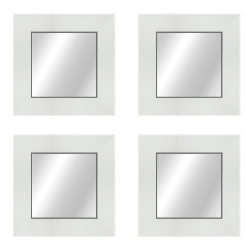 Flat Beveled Wall Mirror, Matte White