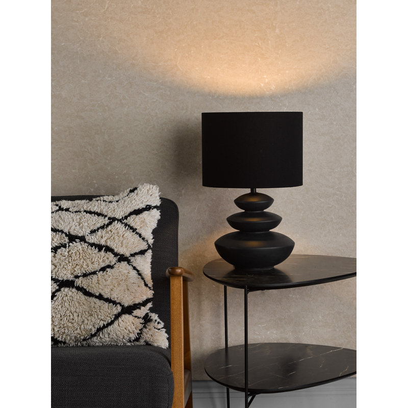 Discus Ceramic Table Lamp With Shade, Black