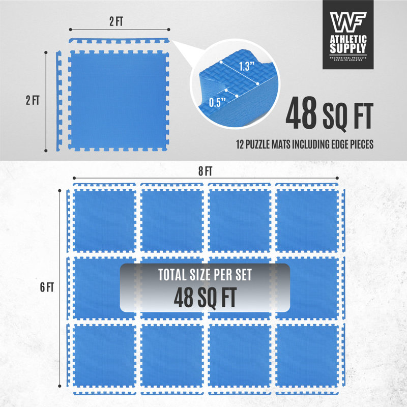 Blue 24x24 Extra Thick EVA Foam Interlocking Gym Floor Tiles
