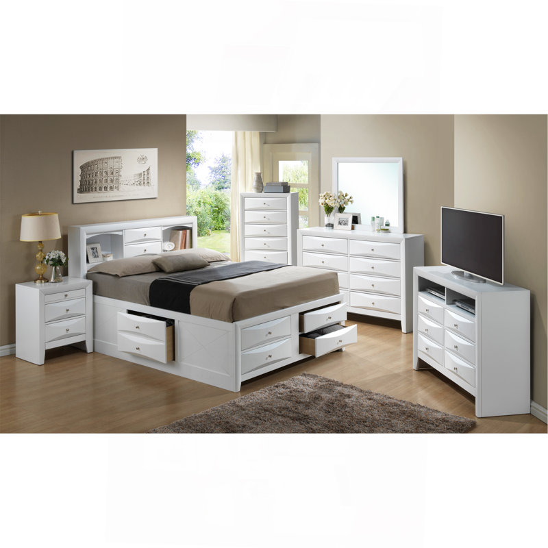 Contemporary White King Storage Bed