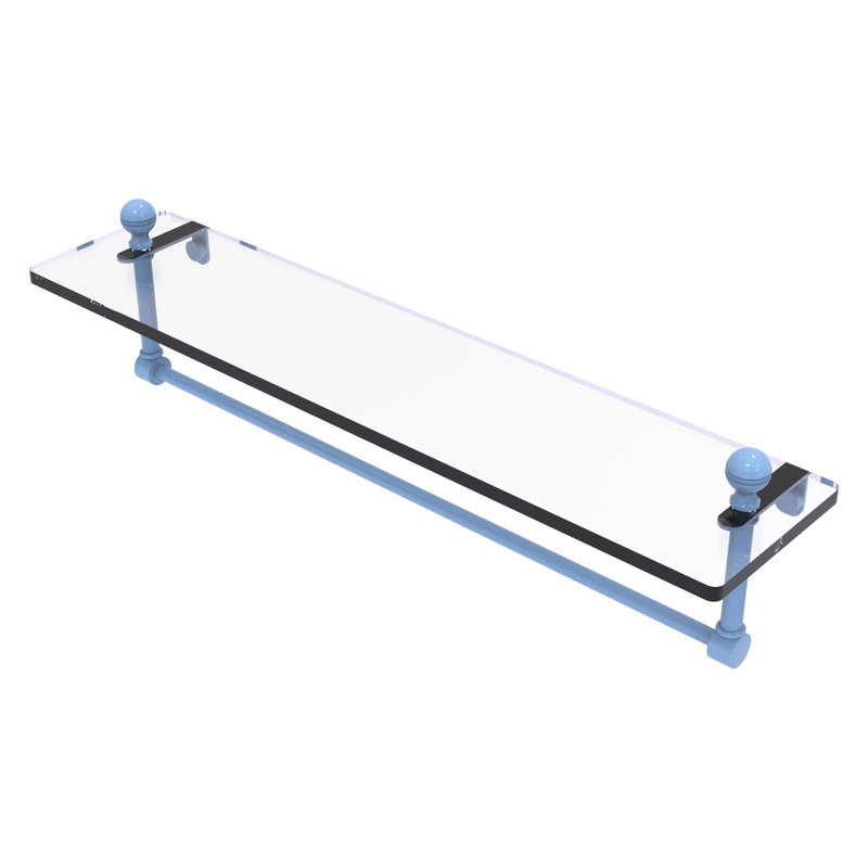 Tablette de meuble-lavabo en verre Mambo avec barre à serviettes intégrée MA, H 5 po x l 22 po x P 5 po, Bleu troll plat