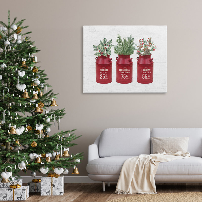 Rustic Country Jugs Festive Holiday Holly Sprigs, art numérique de la giclée noire encadrée avec lettres et lignes