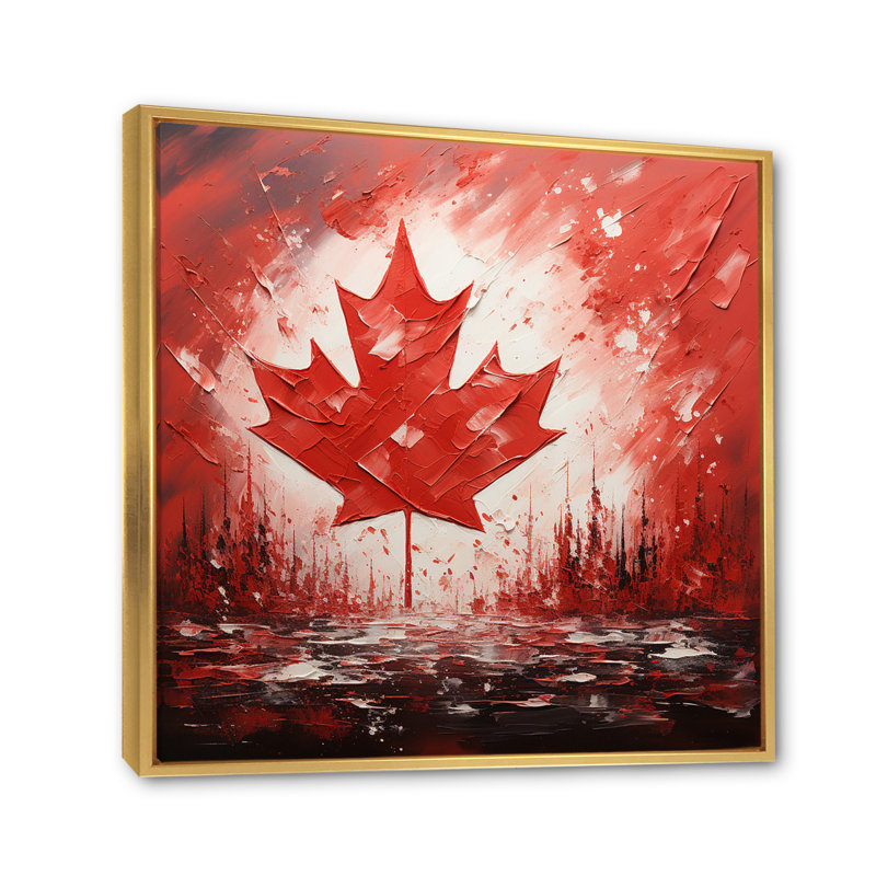 Drapeau Berley drapeau canadien I - impression, H 30 po x l 30 po x P 1 po, Cadre flottant doré