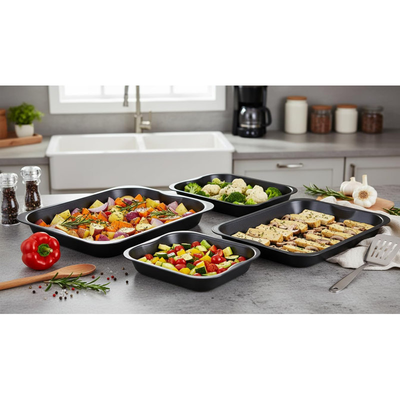 KitchenSmith Non-Stick Steel 4 Piece Baking Tray Set