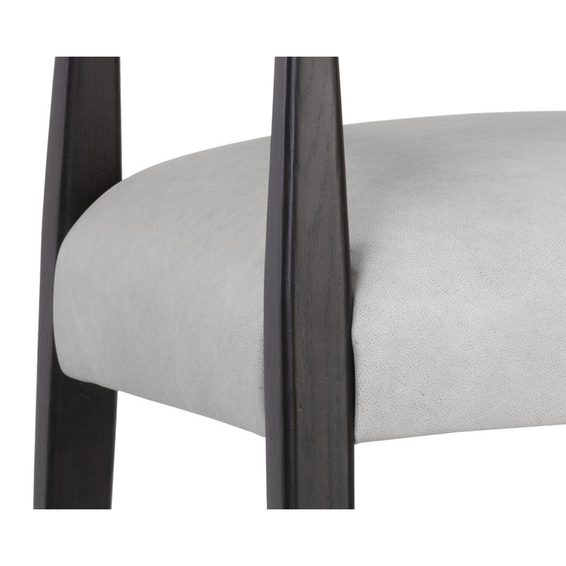 KEAGAN BARSTOOL - BRENTWOOD CHARCOAL LEATHER, Light Gray Leather, Counter Stool (26.50" Seat Height)