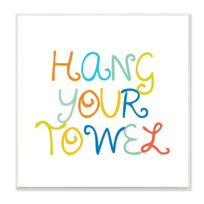 Stupell Industries Playful Children's Bathroom Rules Hang Your Towel Phrase Black Framed Giclee Texturized Art By Daphn In Wood