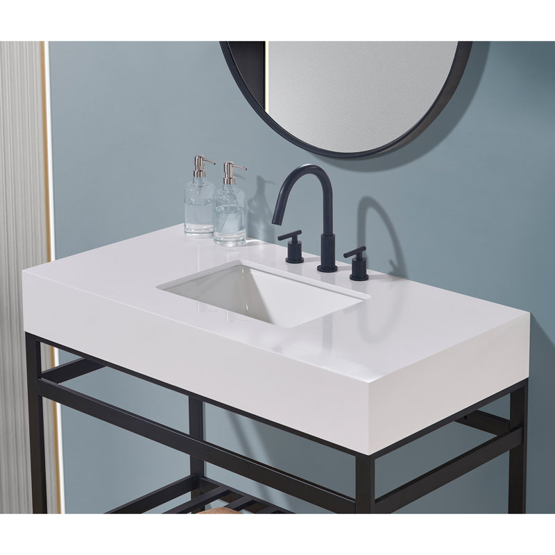 42" Snow White Ceramic Single Bathroom Vanity Top with Sink