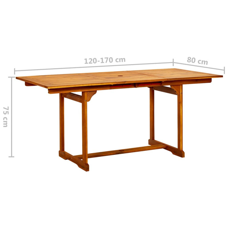 Stewart Extendable Wooden Dining Table, 75cm H x 170cm W x 80cm D