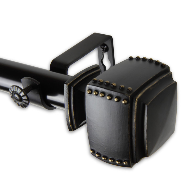 Tringle à rideaux simple Ellenore, Noir, 28 po à 48 po