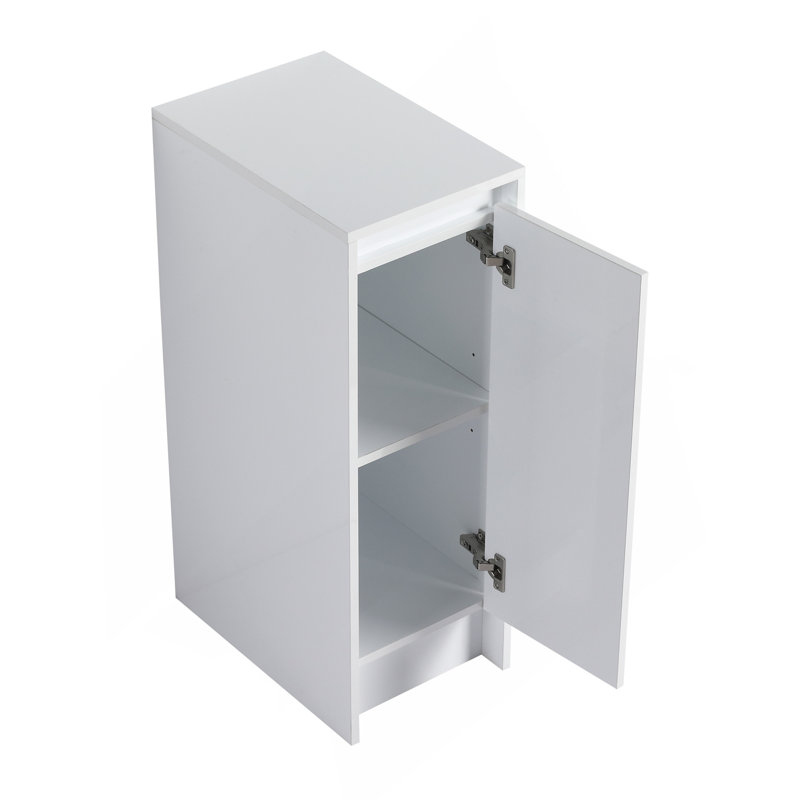 12" freestanding Bathroom Storage Cabinet, Soft Close Doors, Glossy White,(KD-Packing), 12"