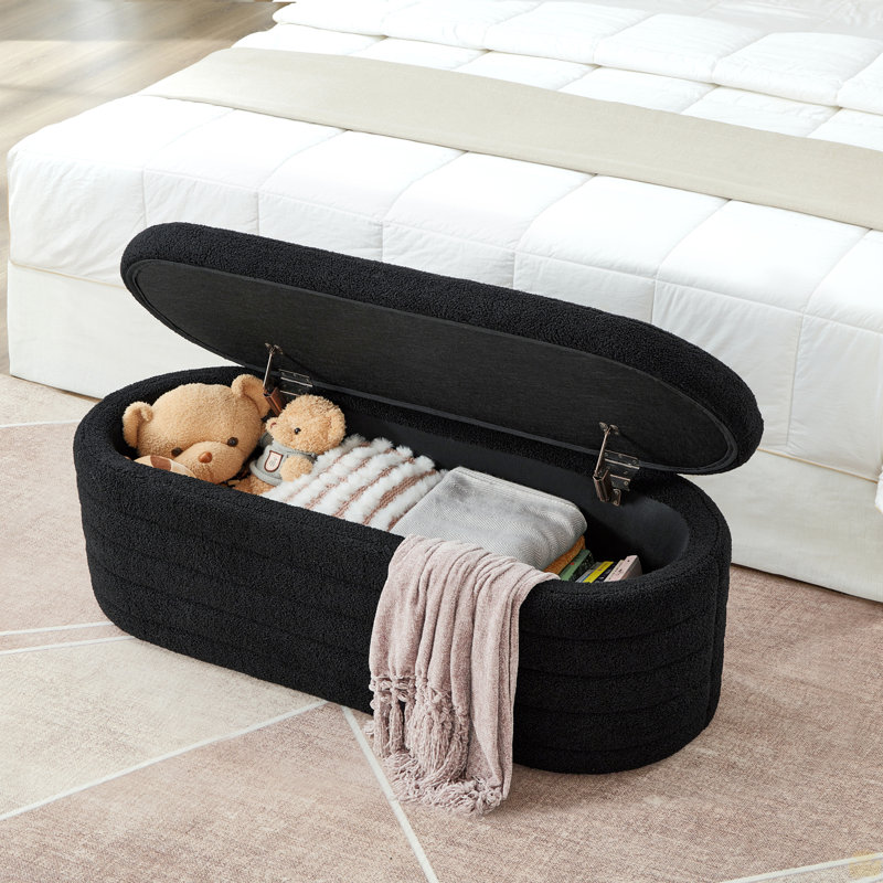 Banc de rangement avec repose-pieds Skandar, Noir