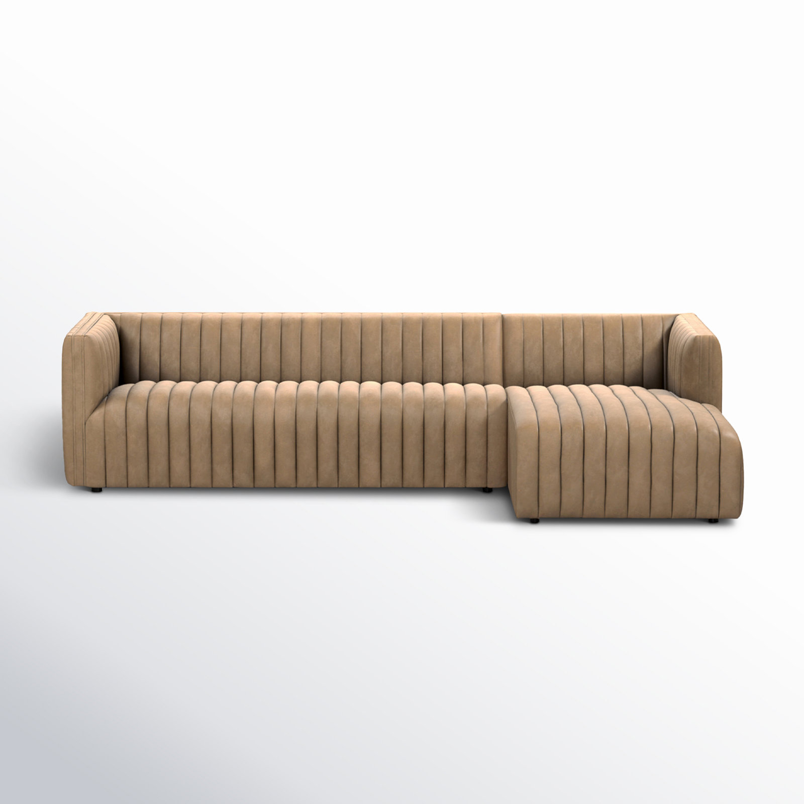 Brandt Upholstered Chaise L-Sectional, Palermo Drift Top Grain Leather, Right Hand Facing, 26.5" H x 105" W x 64" D