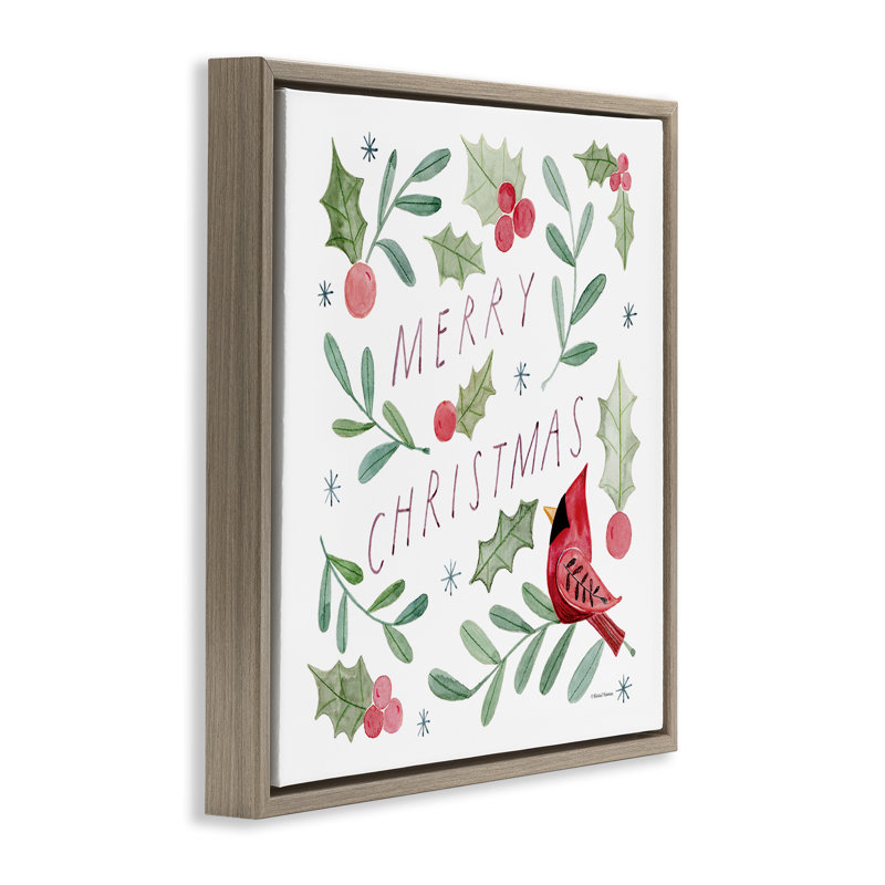 Art mural de Noël doux et fantaisiste par Rachel Nieman, Cadre flottant orme Montalcino, H 18 po x l 18 po